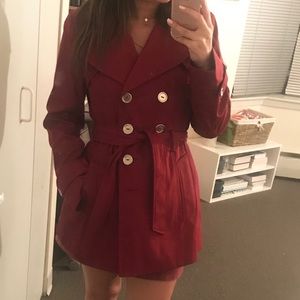 Beautiful Maroon Metaphor Trench Rain Coat